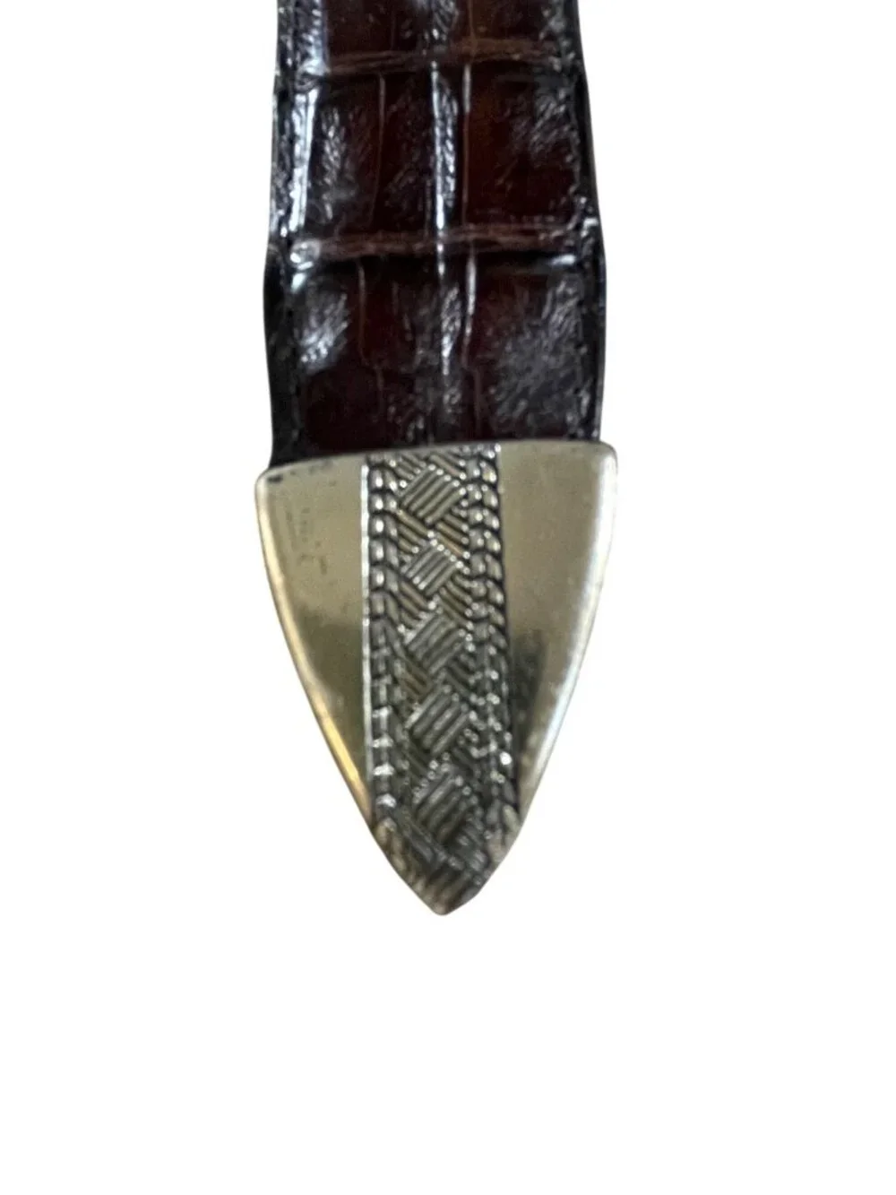 Johnston & Murphy South American Crocodile Leather Belt With Silver Buckle Made